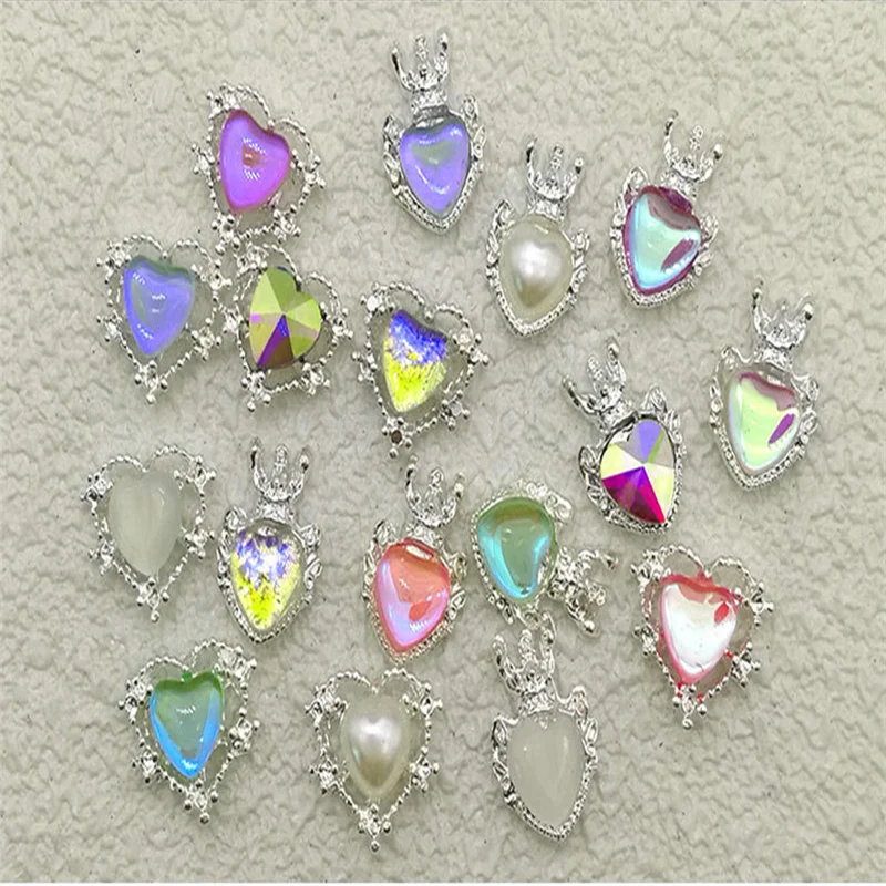 

20pcs New Love Heart Diamond Nails Art Charms Shiny Angel Love Aurora Mocha Rhinestones Manicure Art Accessories Decorations