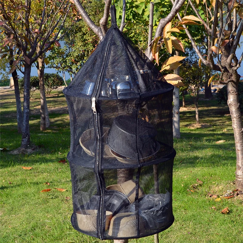 

Portable Drying Dryer Rack Net Folding 3 Layer Clothes Hanging Mesh Bag Dish Shelf for Outdoor Camping Herbs Flowers Buds