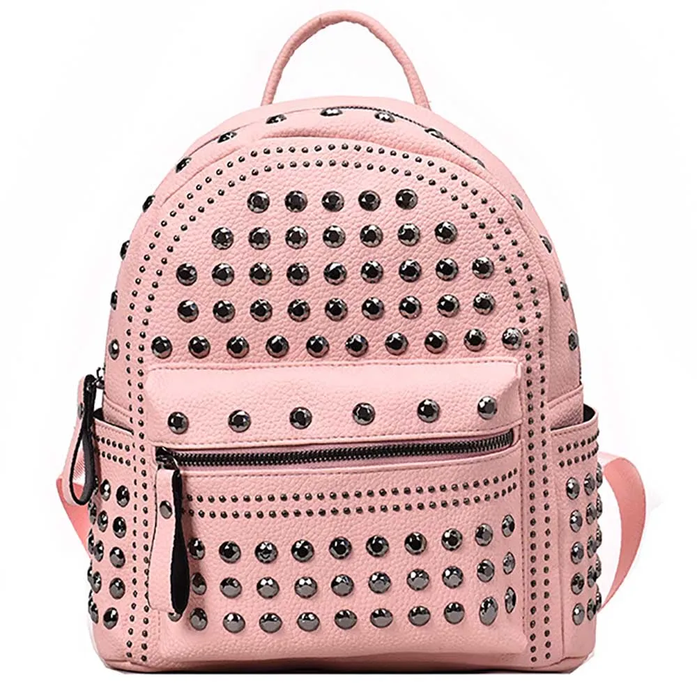 

Модные женские рюкзаки с заклепками, сумка для девочек, водонепроницаемая школьная сумка через плечо, Брендовые женские повседневные сумки...