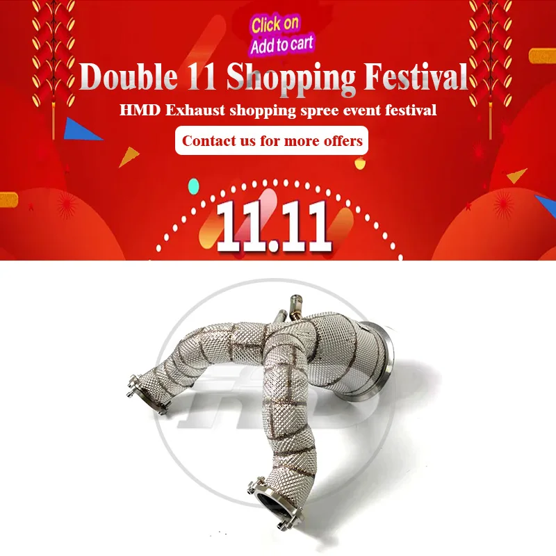 

HMD Exhaust Manifold High Flow Downpipe for Audi Q8 3.0T 2019-2023 OPF Version Car Accessories With Catalytic Catless Pipe