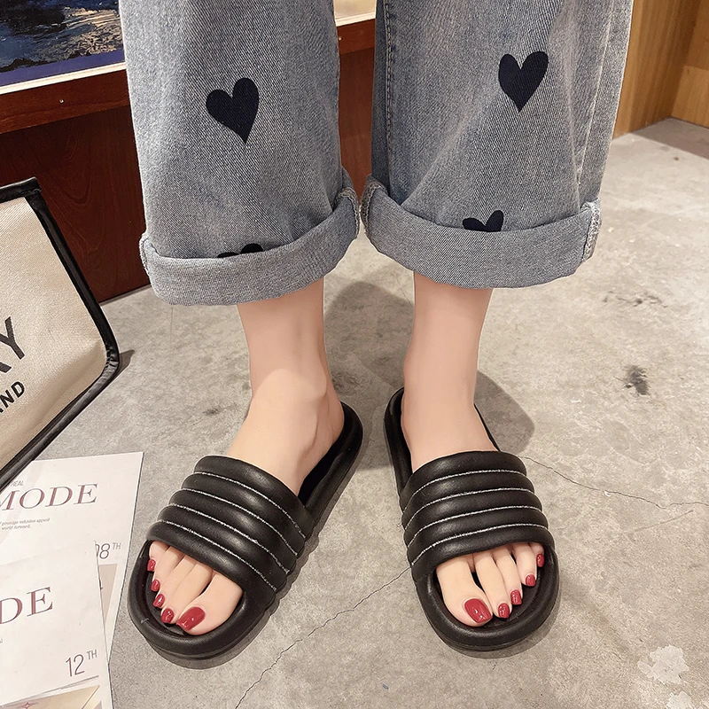 

2021 New EVA Slippers Summer Indoor Sandals and Slippers Household Solid Color All-match Women's Shoes Flat Sandals