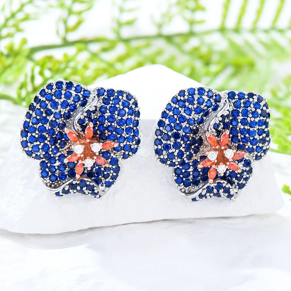 Missvikki новые роскошные индивидуальные синие серьги с цветком и преувеличенным