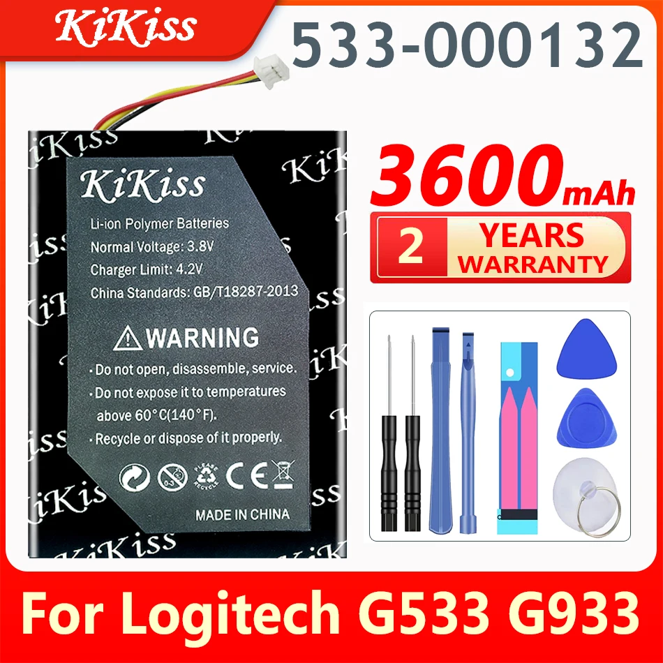 

KiKiss 3600mAh 533-000132 Battery 533-000132 for Logitech G533 G933 battery G533S G933S