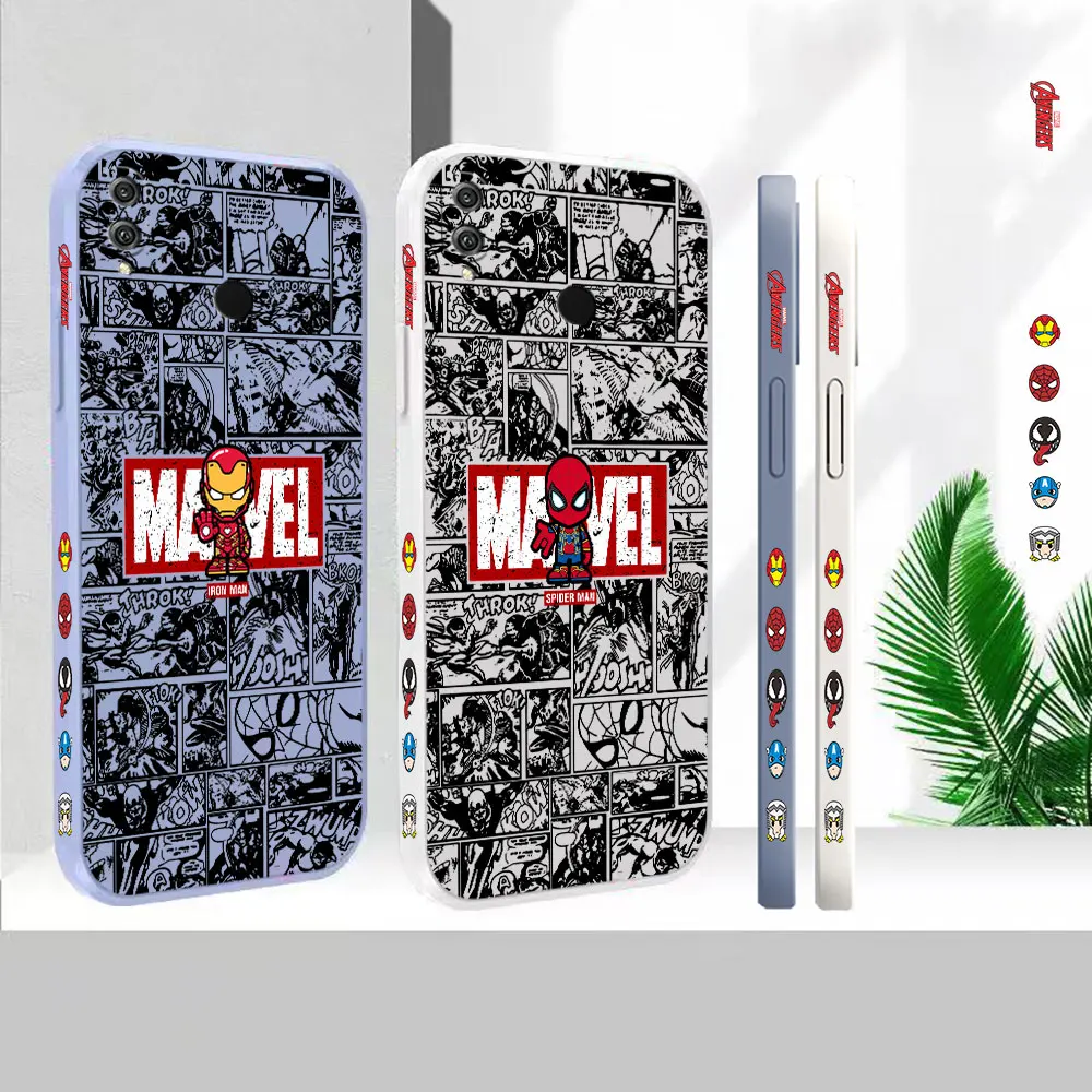 

Liquid Case For Honor 80 70 60 50 SE GT 30 30S 20 20S 10 9 8X Pro Plus Max Lite 4G 5G Marvel Comics SpiderMan Iron Man Cover