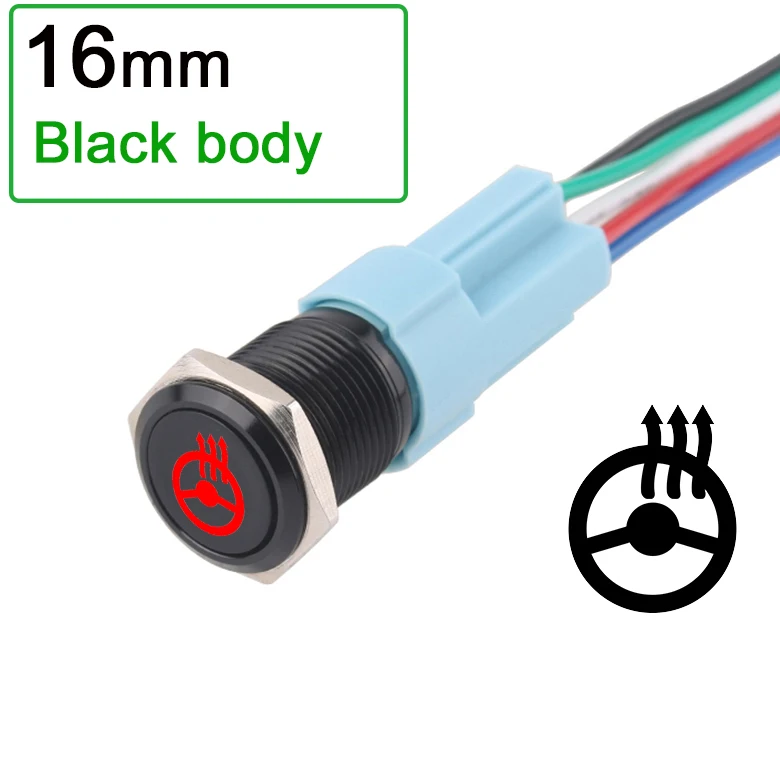 

1 шт., металлические кнопочные переключатели на руль, 16/19 мм, 12 В