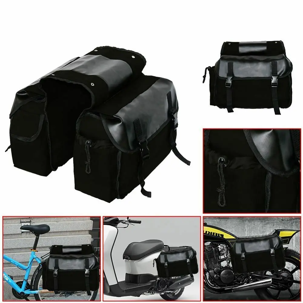

Motorcycle Touring Saddle Bag Black Canvas Waterproof Panniers Motorbike Luggage 1PC For Suzuki dr 650/For 1977 kawasaki 1000