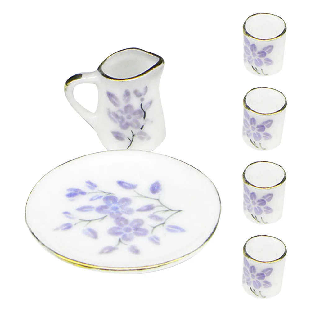 

1 Set of Mini House Tea Ware Playhouse Teaware Model Mini House Ornament