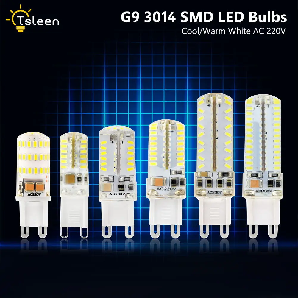 

LED G9 6/7/9W Warm Cool White Crystal replace Spotlight Chandelier light Replace 3014 Led Corn AC220V Ultra Bright halogen lamp