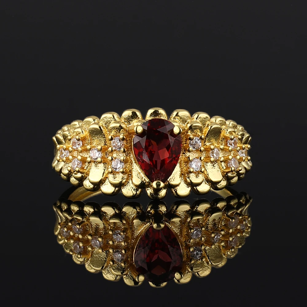 1pc100% natural garnet ring adjustable copper plated 925 silver for women parties and gifts