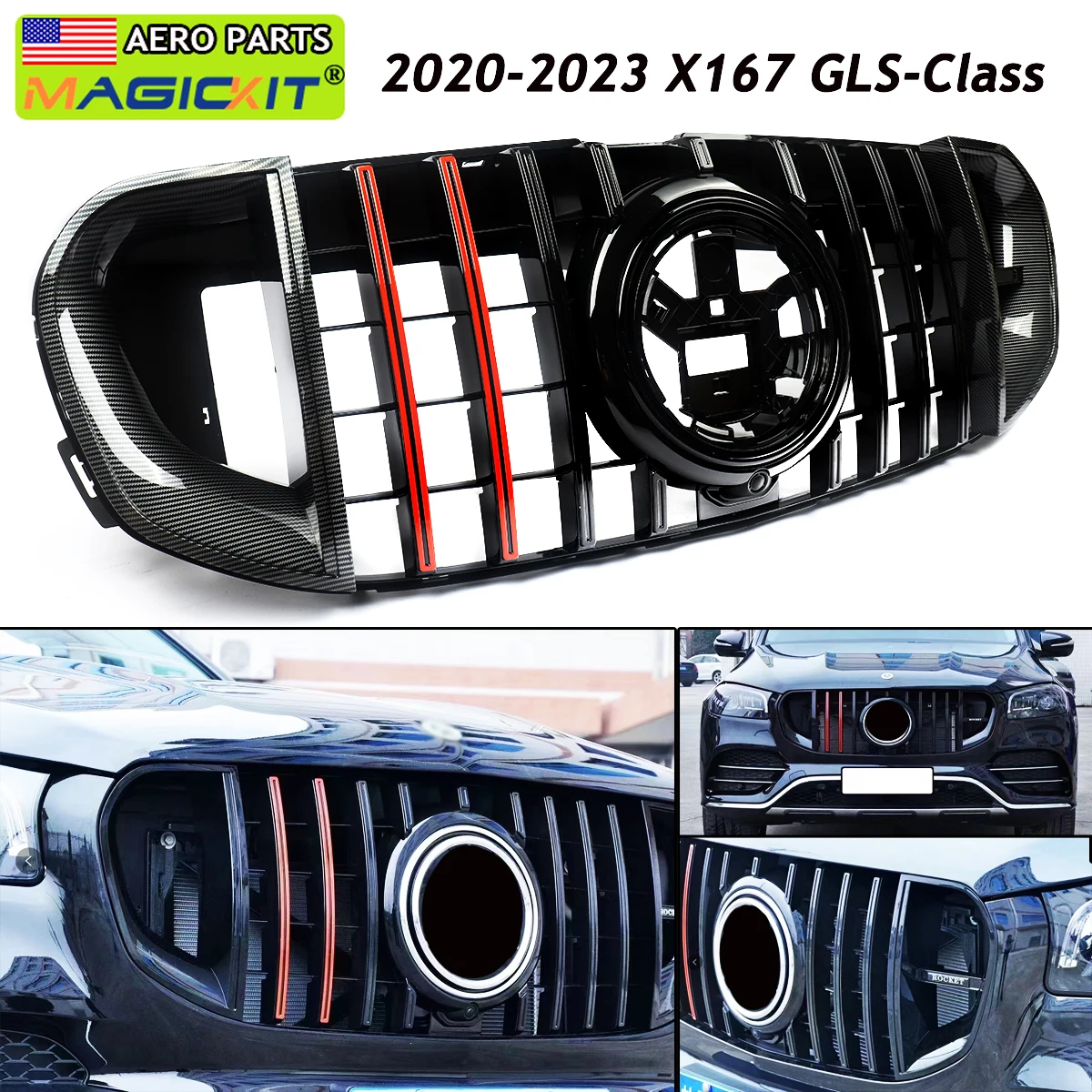 

Сменный передний бампер для Mercedes X167 GLS450 GLS580 2020-2022, передний решетчатый гриль Brabus Rocket Style