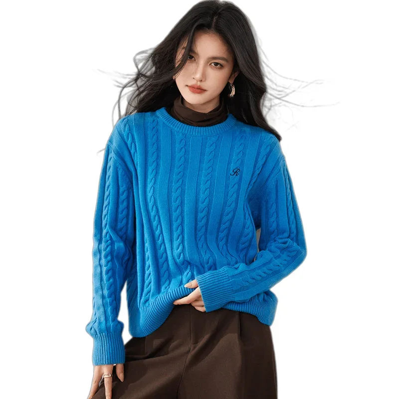 Новинка 2024 осенне-зимний женский свободный базовый пуловер свитер высокого