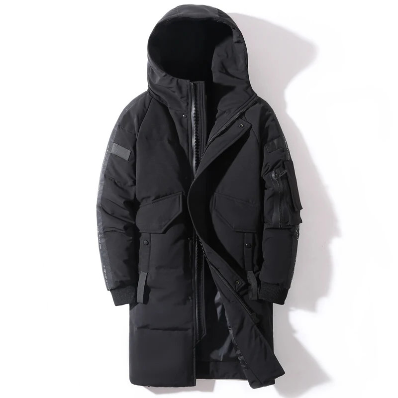 2022 Winter Men's Down Jacket Hooded Fashion Long Down Coat Men Windproof Waterproof Thick Warm Brand Mens Clothing Long Parka