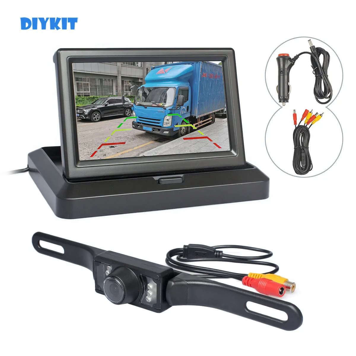 DIYKIT 5" Foldable Rear View HD Monitor Car Monitor Waterproof IR Night Vision Rear View Car LED Camera Parking System DIYKIT 5" Foldable Rear View HD Monitor Car Monitor Waterproof IR Night Vision Rear View Car LED Camera Parking System