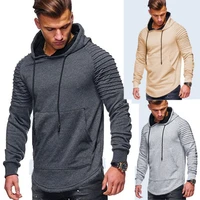 men sweatshirt spring solid color loose pockets stitching sweatshirt men casual sports long sleeve hooded pullover sweatshirt
