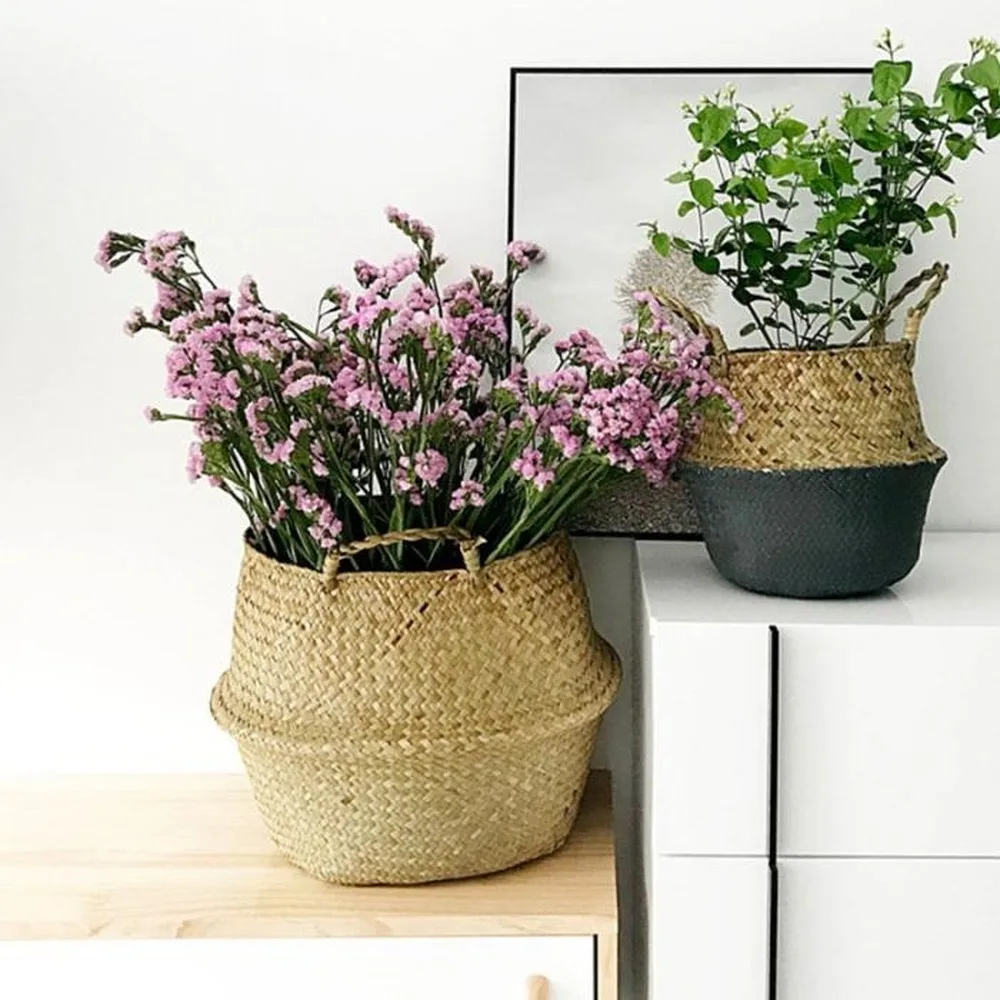 

Clothes Dirty Potted Tools Plant Basket Hanging Natural Wicker Dirty Storage Rattan Flowerpot Botany Clothes Flowerpot Seaweed