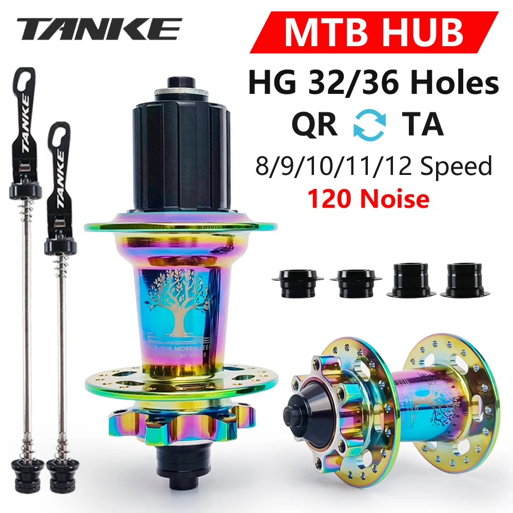 TANKE MTB Hub 32 36 Holes Quick Release Thru-axle Exchange Disc Card Brake Bike Hub Front/Rear Bicycle Hubs 8/9/10/11/12 Speed