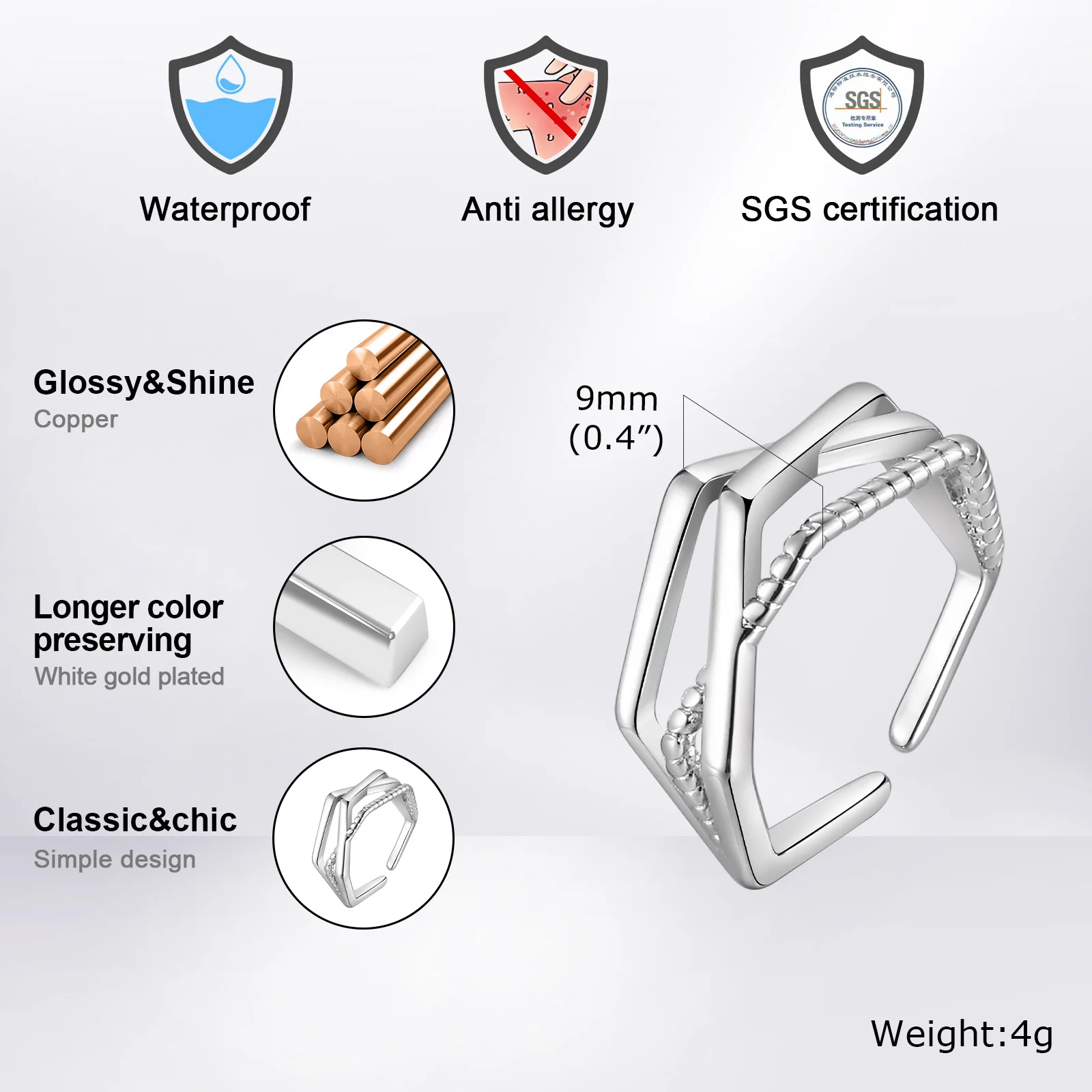 Геометрическое плетеное кольцо для мальчиков регулируемое в стиле хип-хоп