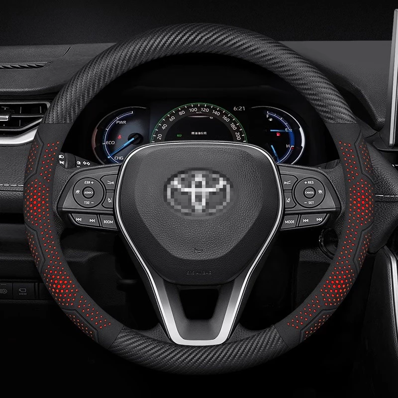 

Для TOYOTA Crown CHR Yaris Corolla Auris Rav4 Prius Camry raize Prado Замшевый чехол на руль автомобиля из углеродного волокна, аксессуары