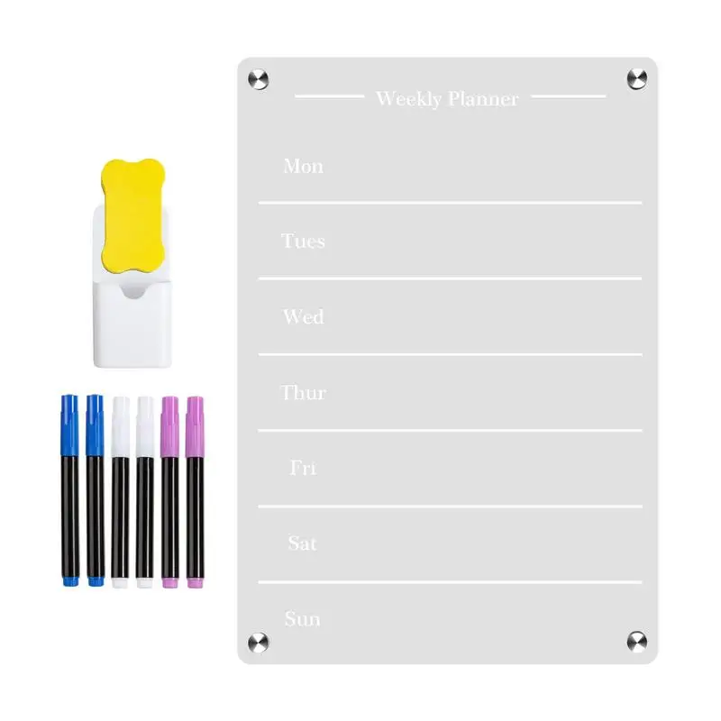 

Weekly Planning Board For Fridge Clear Adhesive Fridge Planner Kit With Markers And Magnets Schedule Organizer Planner For