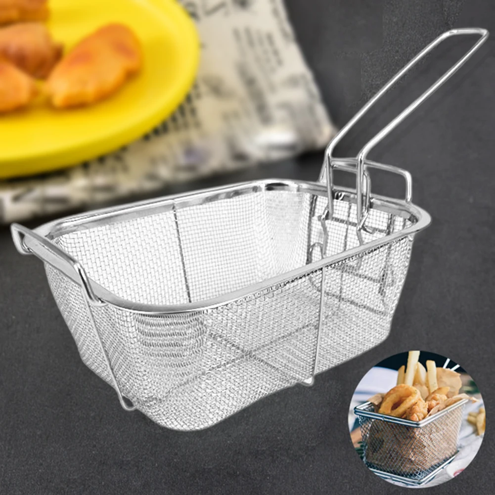 

Frying Colander Strainer Rectangle Tool Cooking Basket Stainless Fryer French Basket Fries Steel Chips Basket Fryer Food