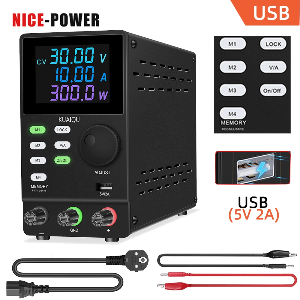 

USB Lab Regulated DC Power Supply 30V 10A 60V 5A Adjustable Switching Power Display 4 Digit Display 0.001A Fine adjustment