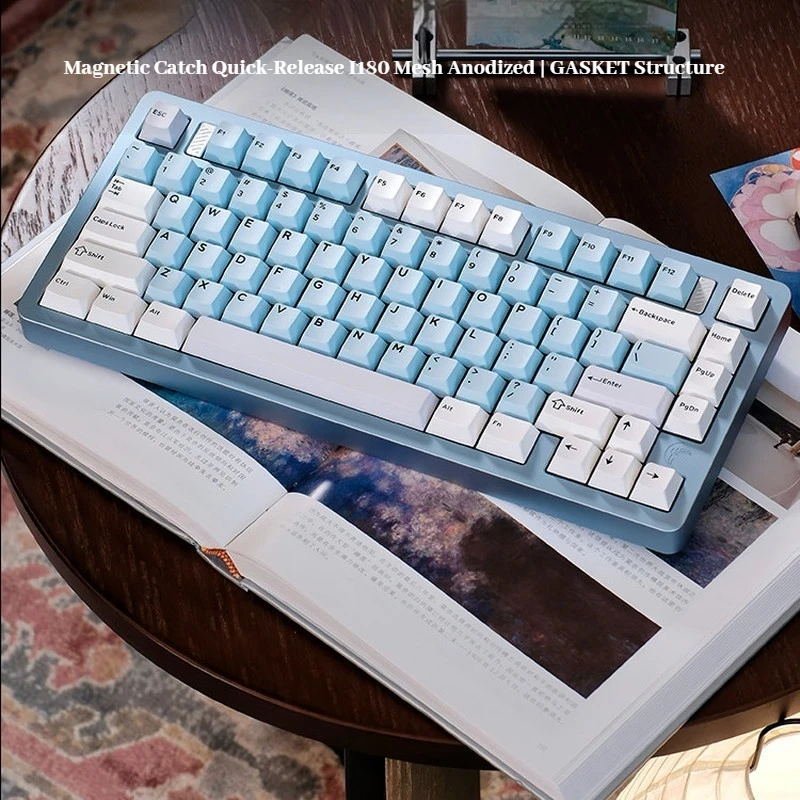 Фото Механическая клавиатура Feker C75 из анодированного алюминиевого сплава с ЧПУ, быстросъемным креплением Gasket Mount, беспроводная Bluetooth, для игр и офиса №2