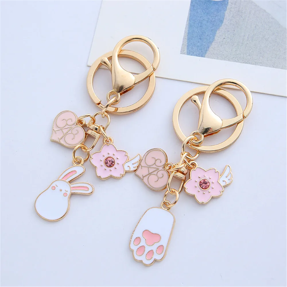 

Cute Rabbit Bunny Keychain Flower Keyring Car Motorcycle Key Holder Bag Pendant Snap Hook Buckle Women Men Gift Wholesale 2023