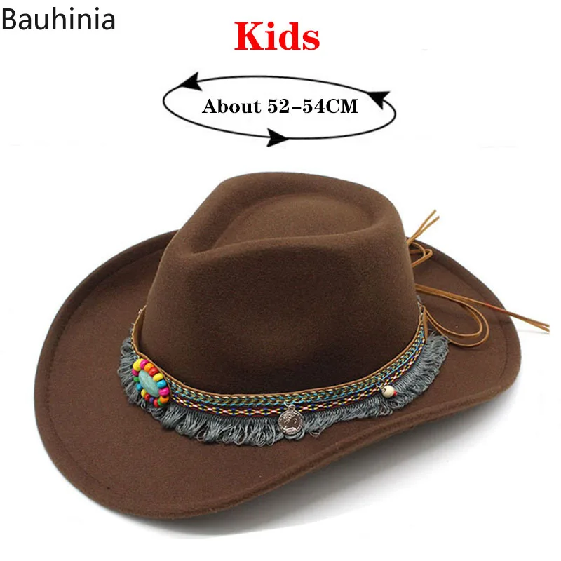 

Bauhinia Western Cowboy Hat For Men Women 52cm -54CM Small Size Kids Hats Casual Dress Boy Girls Child Fedoras Winter Hat