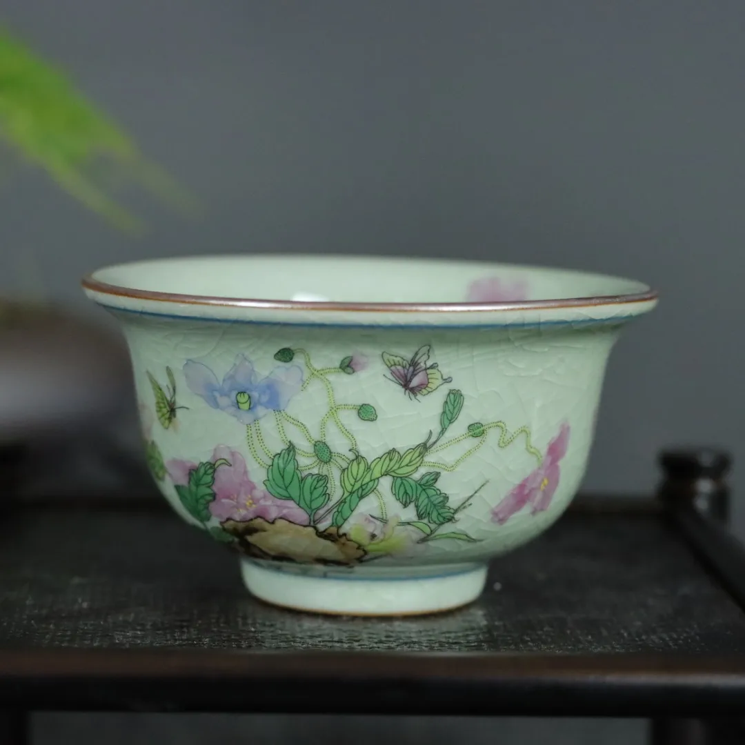 Чайный сервиз чашка Цзиндэчжэнь пастельная бутылка под давлением глазурь старая