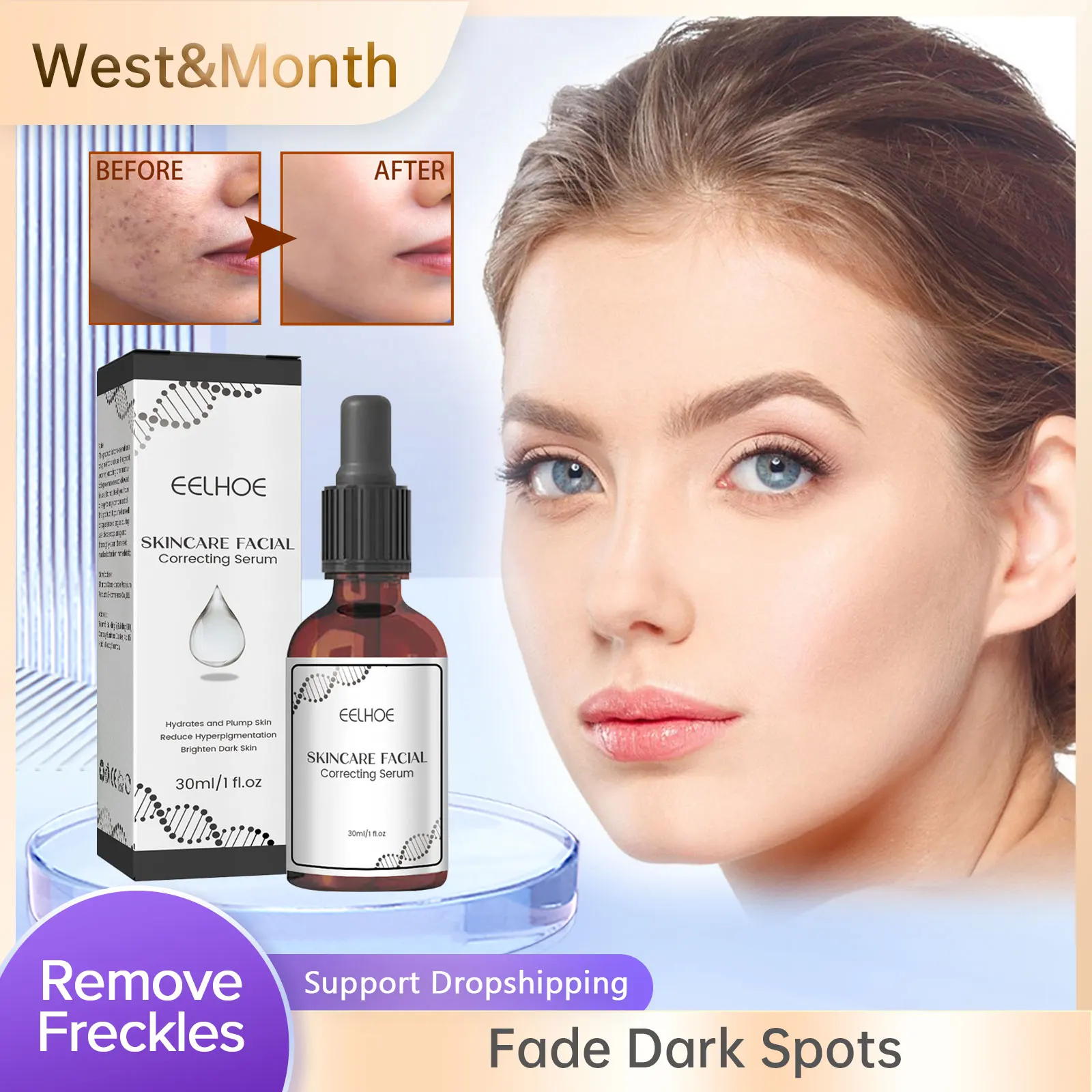 

Freckle Removal Serum Pigmentation Removing Improving Dull Melanin Brightening Moisturizing Whitening Fade Dark Spots Essence