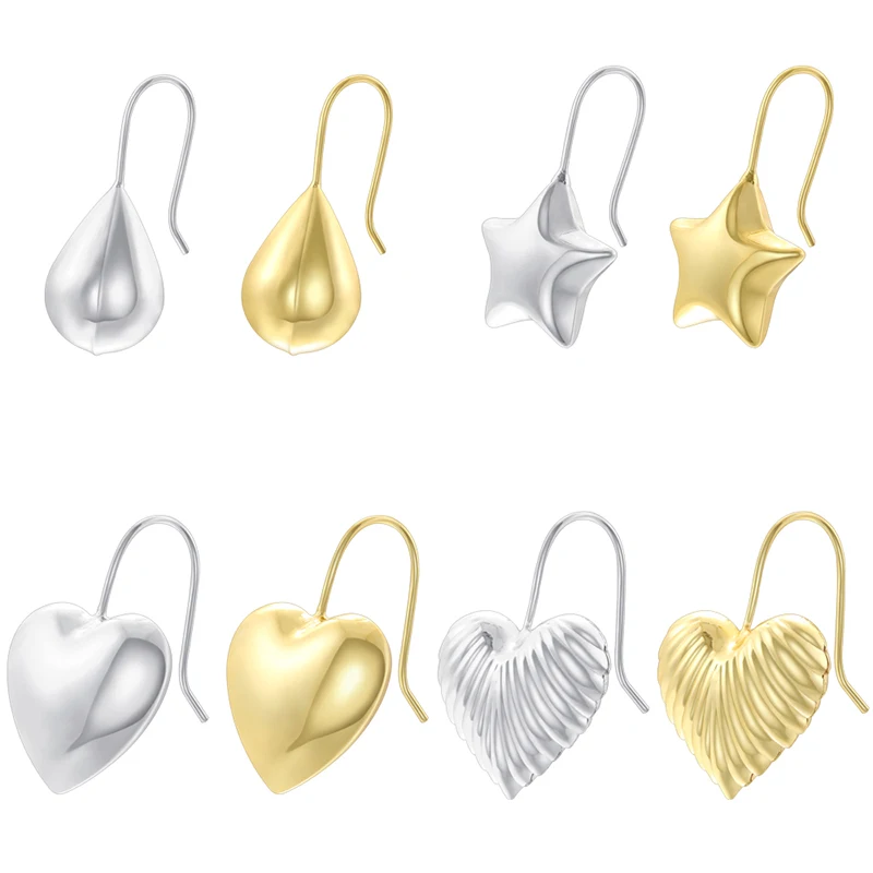 ZHUKOU латунь 18 К позолоченные блестящие серьги-пузыри в форме сердца серьги со