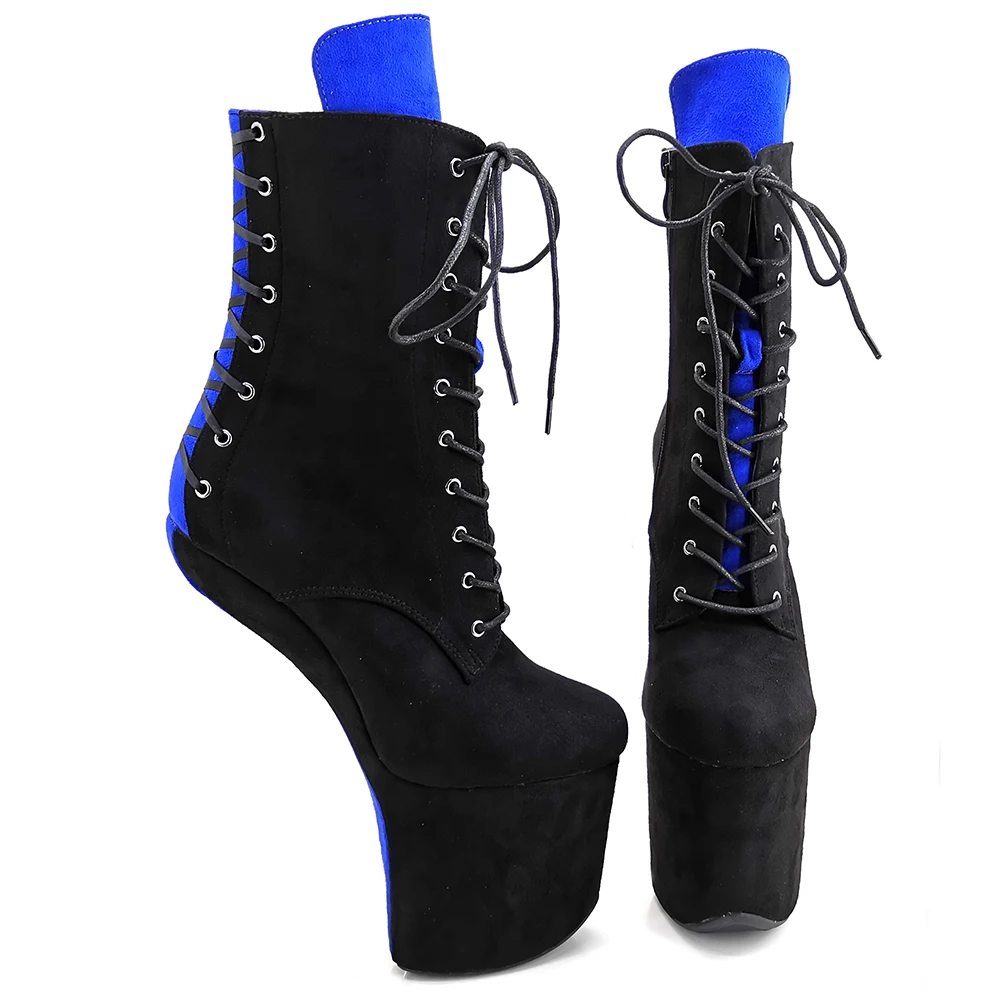 Leecabe Lace Up Ankle Boots Sexy Exotic Pole Dance Stripper young trend fashion color matching shoes