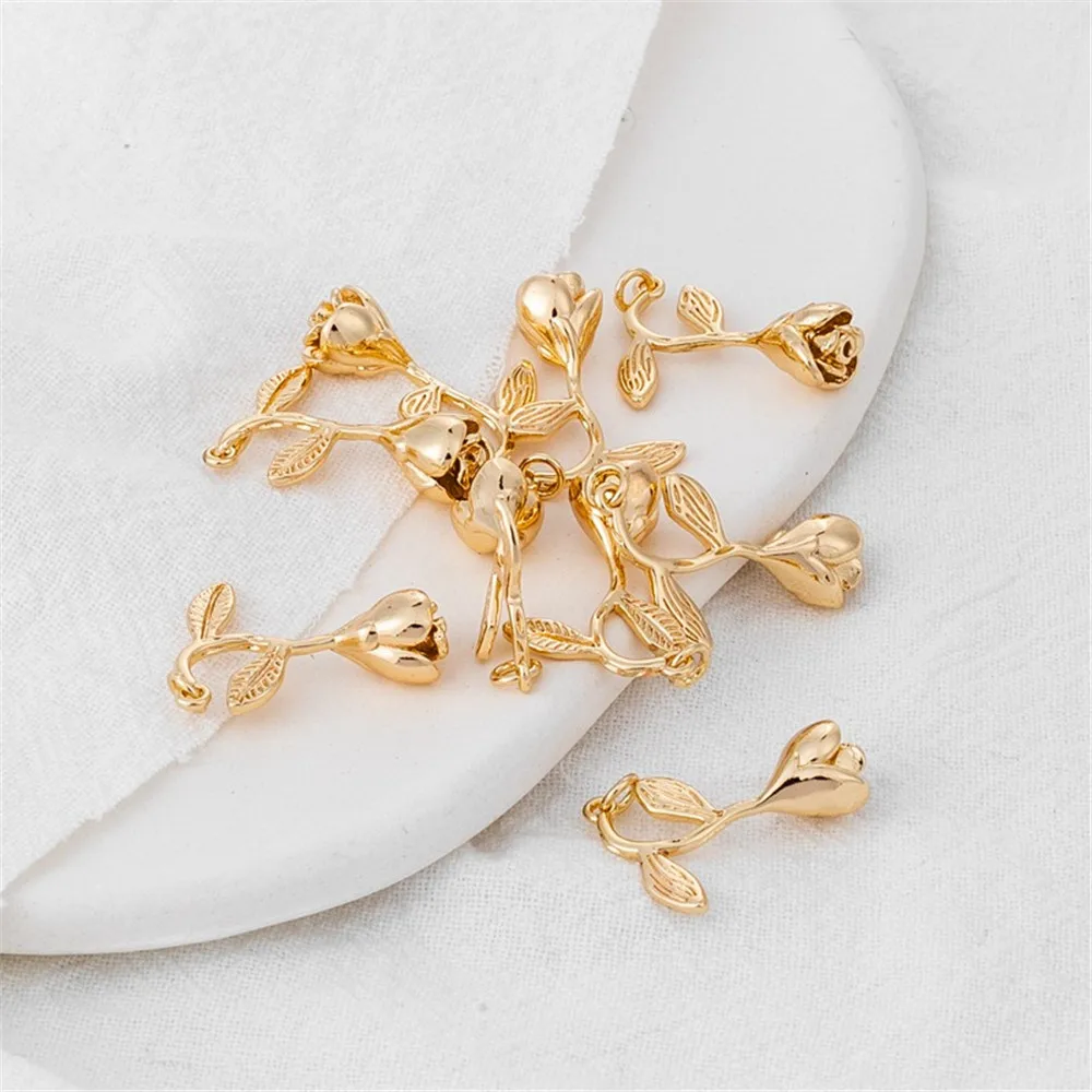 Аксессуары обернутые золотом 14 к трехмерная подвеска в виде Розы материал ручной