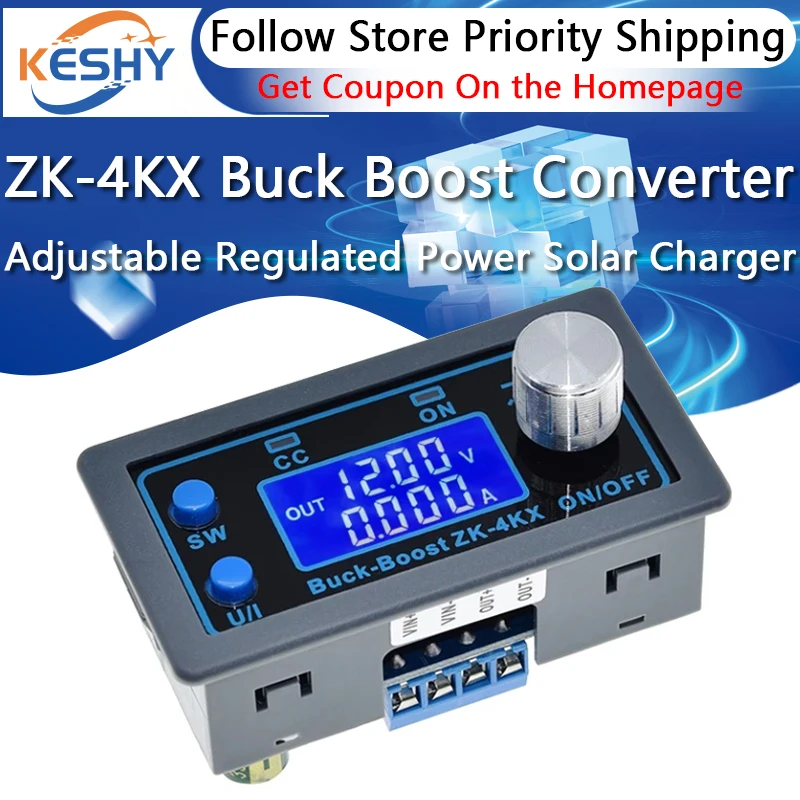 Фото ZK-4KX CNC DC DC понижающий преобразователь CC CV 0,5-30 В 4A модуль питания регулируемый регулируемый источник питания для зарядки солнечной батареи №1