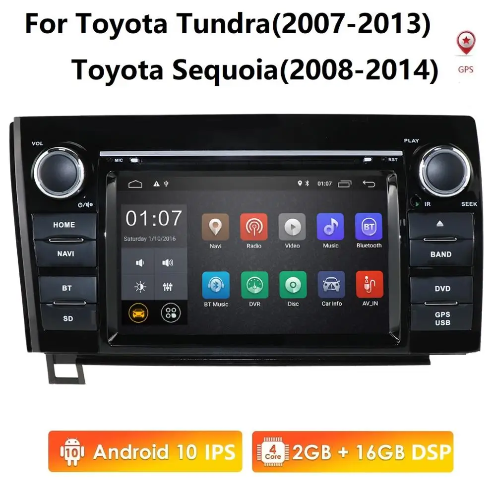 

7 дюймов Android 9,0 Автомагнитола для Toyota Tundra Sequoia стерео gps автомобильное радио с gps BT Радио RDS зеркало-link Wi-Fi 4G планшетный ПК