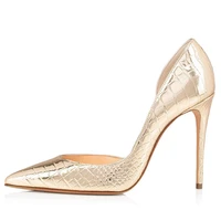 2022 woman spring and autumn new fashion gold and leopard single shoes thin high heel pointed toe pumps shoes