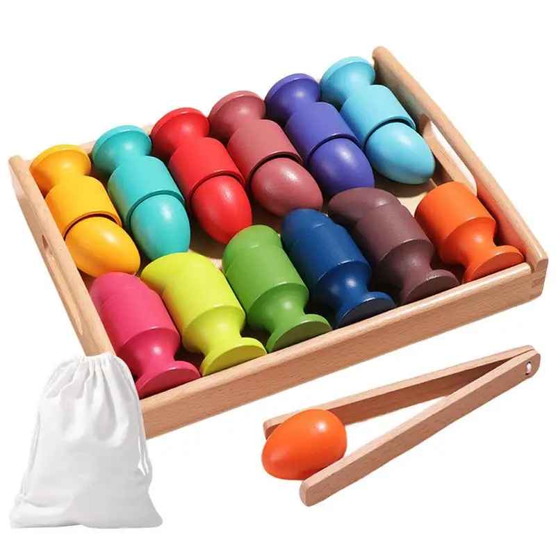 

Egg In Cup Montessori Toddler Color Sorting Wooden Game To Develop Early Learning Hands-on Ability Parent-Child Interaction