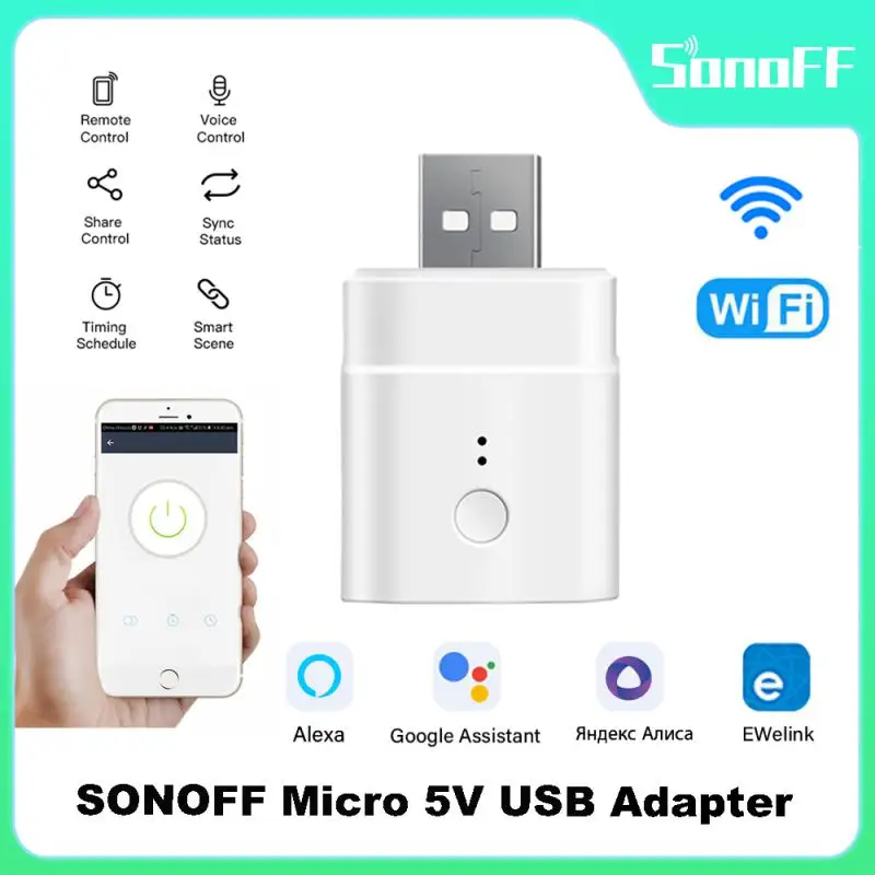 

SONOFF Micro 5V Wireless USB Smart Adaptor Wifi Smart Timing Charge Plug Mini USB Power Adaptor Switch Work With EWeLink Alexa