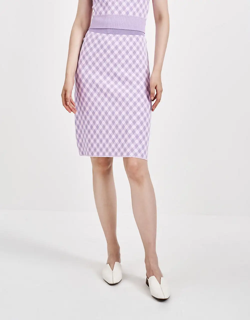 

Plaid Pattern A-Line Knit Skirt