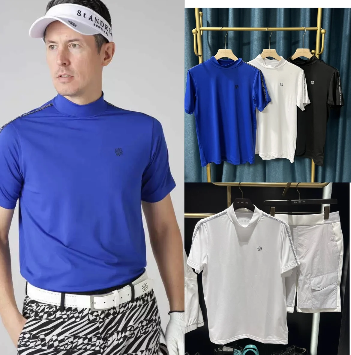 

Japanese Brand Golf Men's 23 Summer Quick-drying Semi-turtleneck Short Sleeve T-shirt in Stock