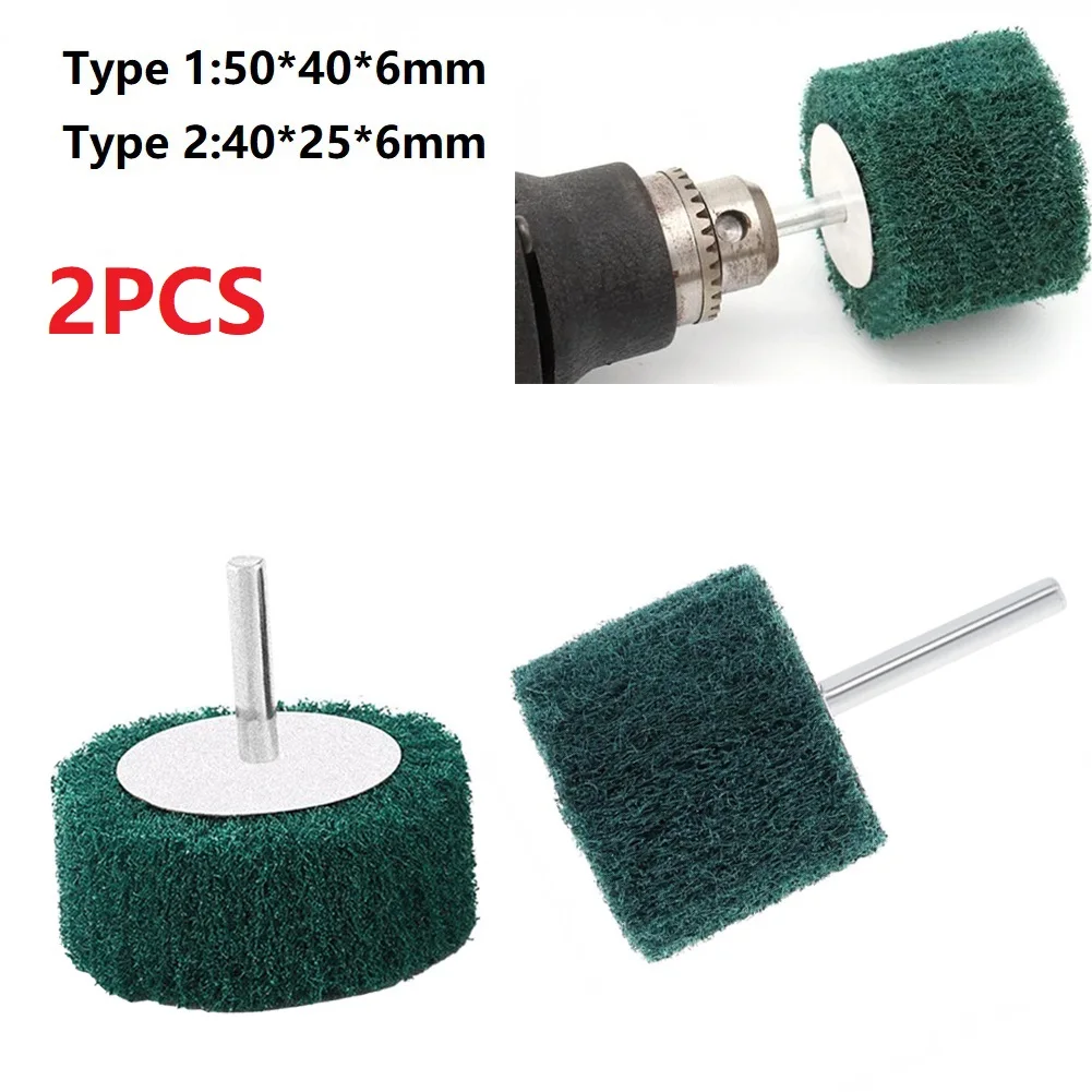 

6mm Handle Louver Grinding Head Green Without Sand Shank Flap Fiber Grinding Head Wheel Abrasive Scouring Pad Nylon Polishing