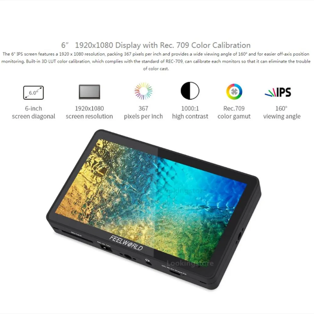 Монитор для камеры FEELWORLD F6 PLUS V2 6-дюймовый IPS FHD 1920x1080 4K