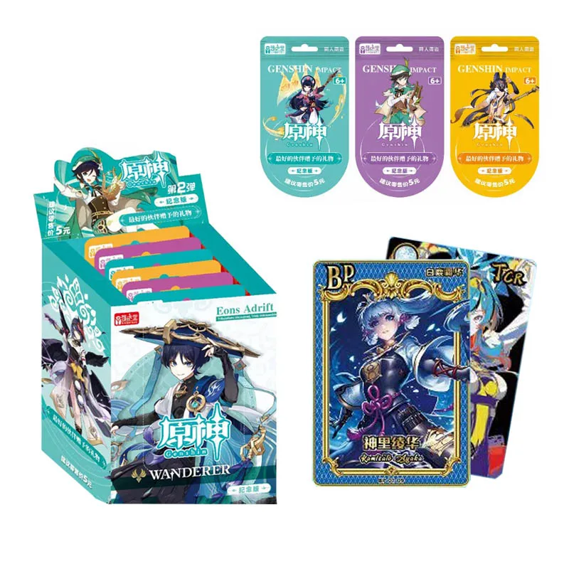 4 коробки новый оригинальный Genshin Impact 5 юаней пакет коллекция бустер Коробка Набор
