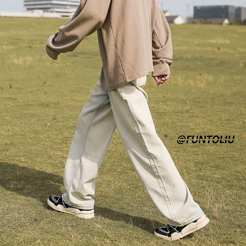 4 Colors Baggy Jeans Men Fashion Oversized Casual Wide Leg Jeans Men Streetwear Hip Hop Loose Straight Denim Pants Mens Trousers