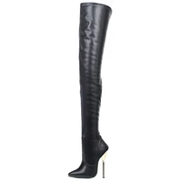 custom made women over the knee boots 14cm high heel pointed toe zip sexy fetish boots big size 36 46