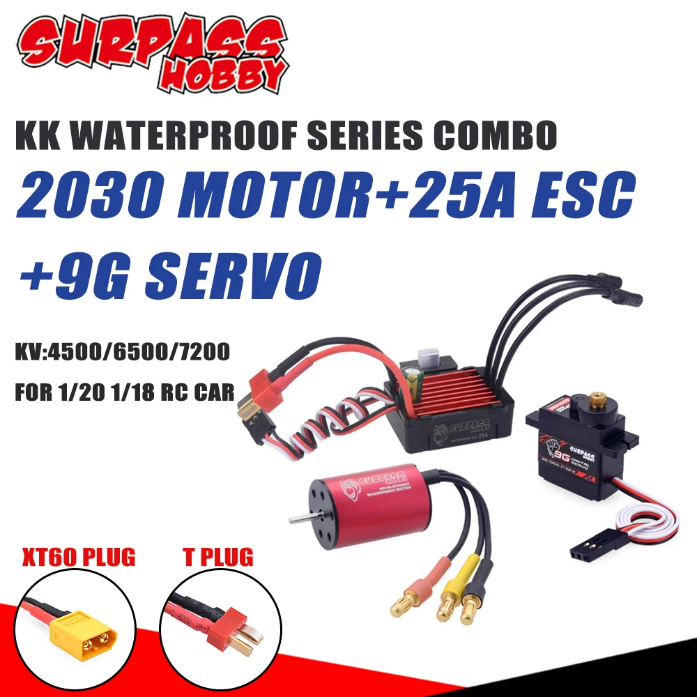 Водонепроницаемый бесщеточный двигатель SURPASS HOBBY KK 2030 25 А ESC TX60 вилка T 9g Φ для 1/20 1/18