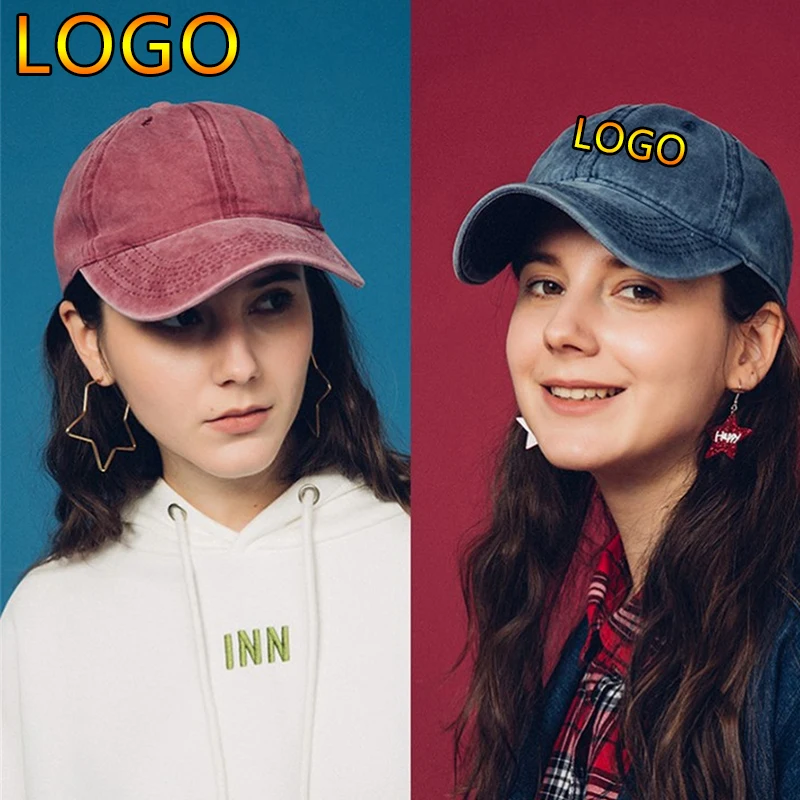 

Cap Gorras Кепка New Solid Color Custom Logo Unisex Cotton Washed Baseball Cap Women Hop Adjustable Dad Hat Outdoor Casual Caps