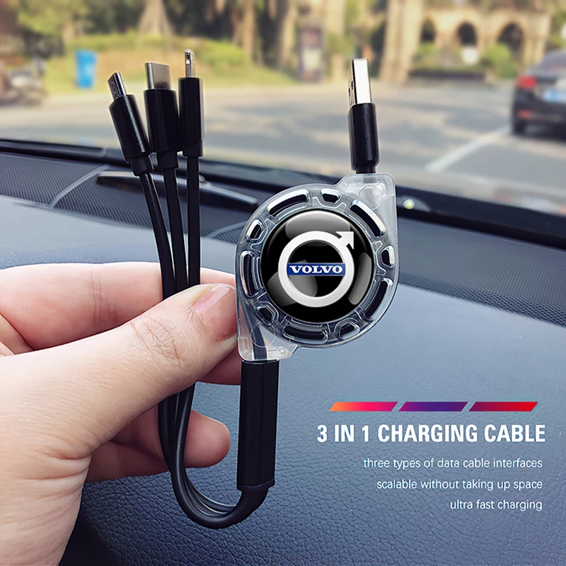 Зарядный кабель 3 в 1 Micro USB Тип C мульти зарядное устройство для Volvo Xc60 Xc90 V40 V60 S60 V50 V90