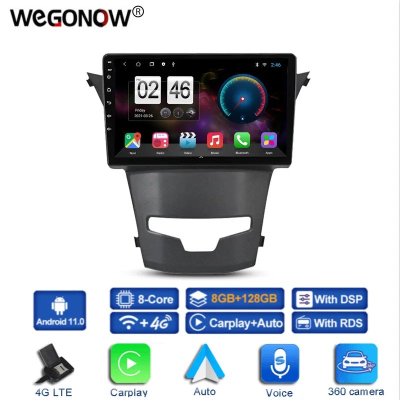 1280*720 8G + 128G 8-ядерный DSP Android 11 автомобильный DVD-плеер GPS WIFI Bluetooth 5 0 RDS радио для SsangYong