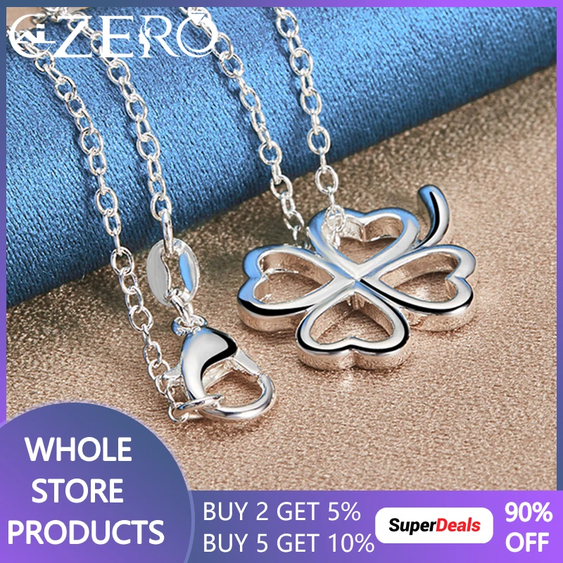 Ожерелье ALIZERO с подвеской в виде клевера на удачу из стерлингового серебра 925